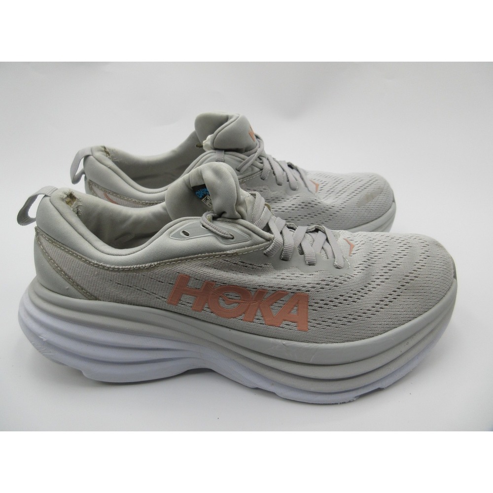 HOKA Bondi 8 Shoes Womens Size 10 Gray Max Cushion Running Walking Road 1127953
